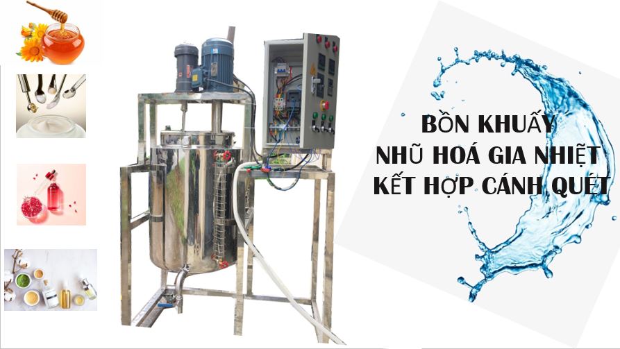 Bồn khuấy nhũ hóa gia nhiệt kết hợp cánh quét