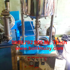 Máy chiết rót một vòi kết hợp khuấy và gia nhiệt có băng tải