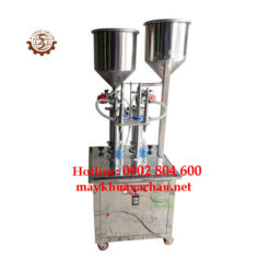 Máy chiết rót 2 vòi có phễu chứa liệu