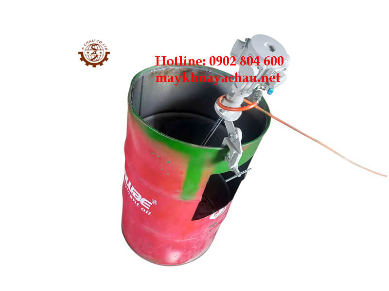 Máy khuấy khí nén gá ngang thùng phuy