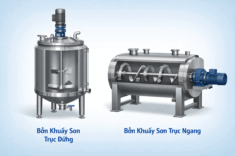 Bồn khuấy sơn trục đứng và bồn khuấy sơn trục ngang