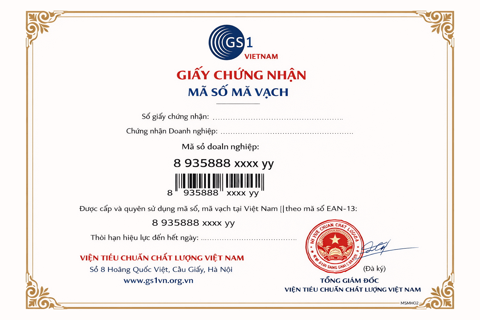 Giấy chứng nhận mã số mã vạch