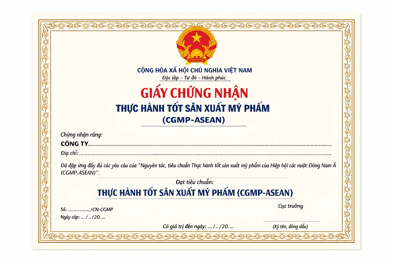 Giấy chứng nhận thực hành tốt sản xuất mỹ phẩm