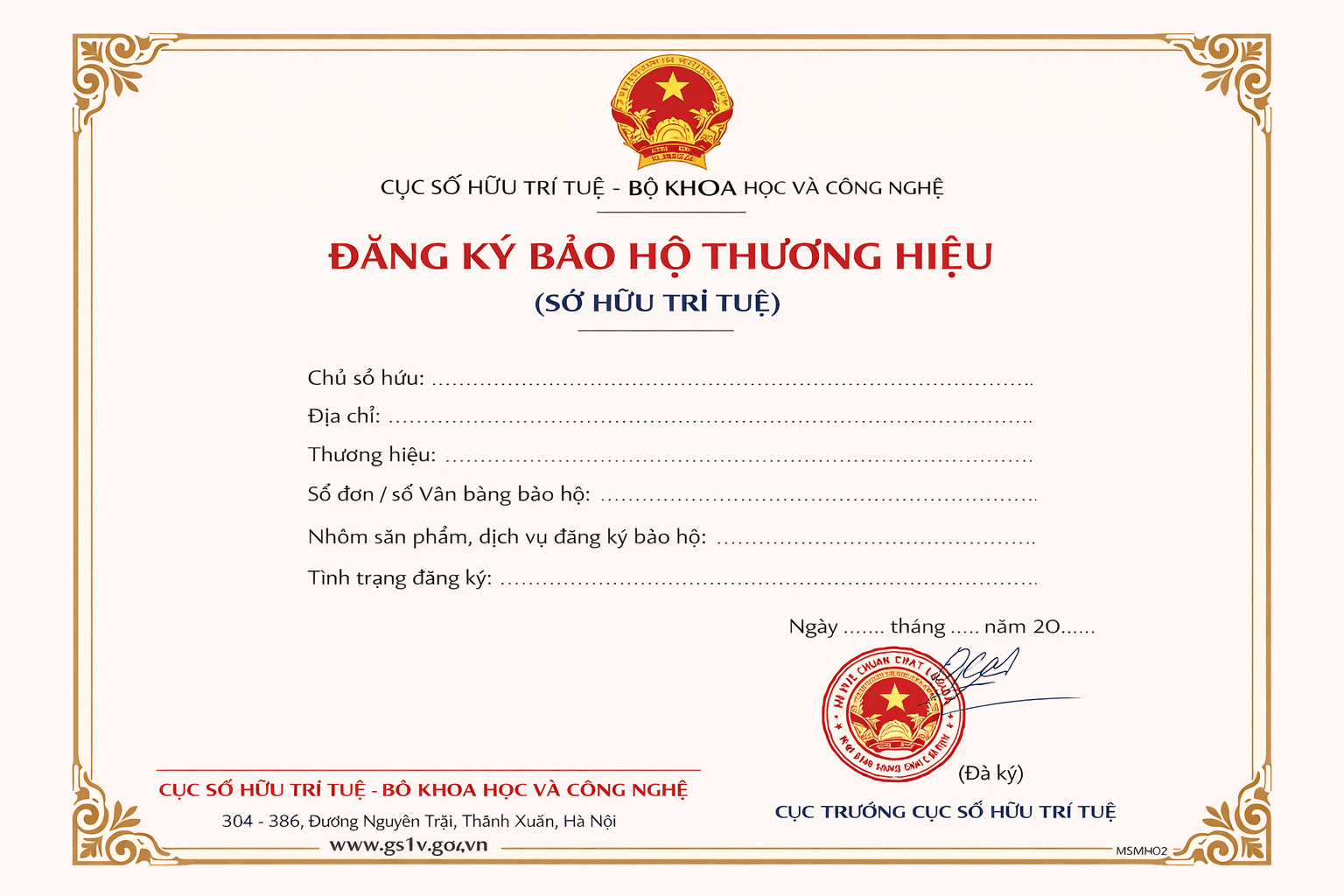 Giấy đăng ký bảo hộ thương hiệu