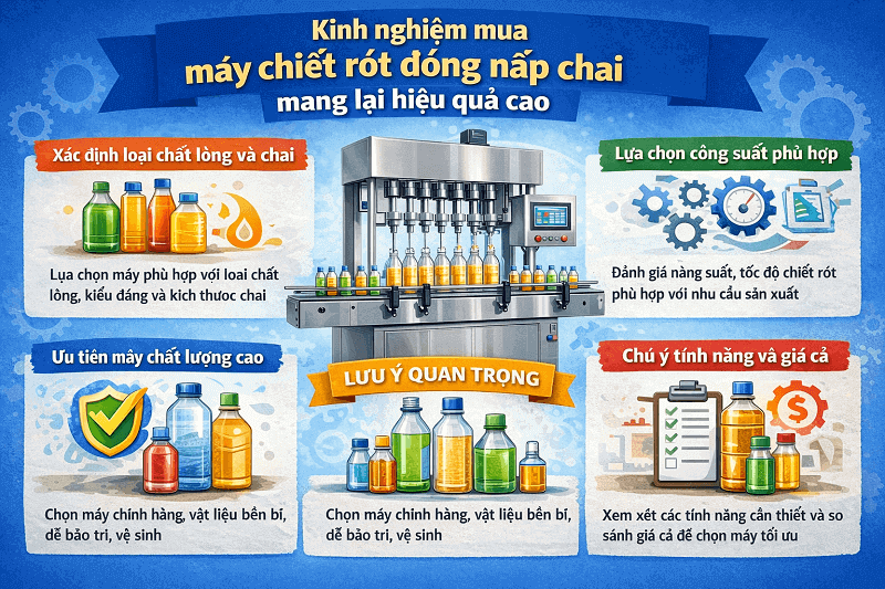 Kinh nghiệm mua máy chiết rót đóng nắp chai