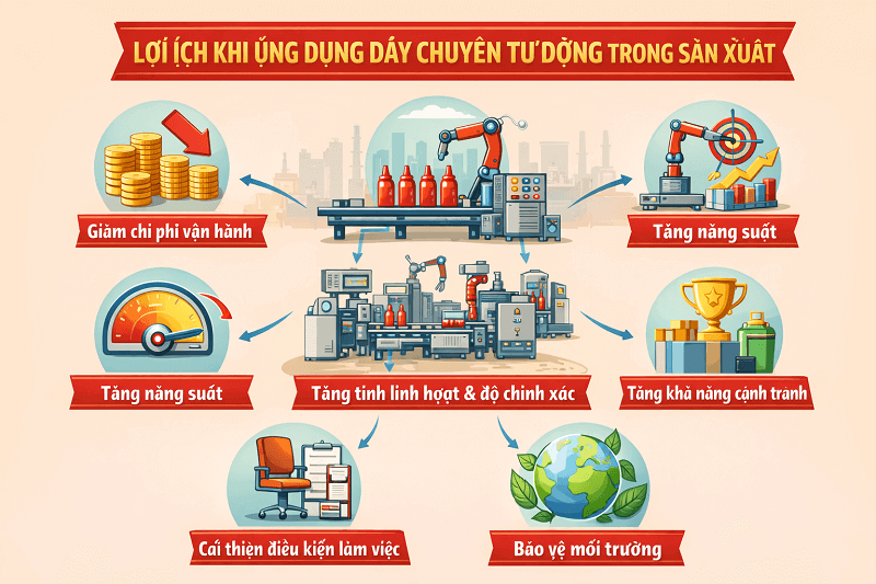 Lợi ích khi ứng dụng dây chuyền tự động