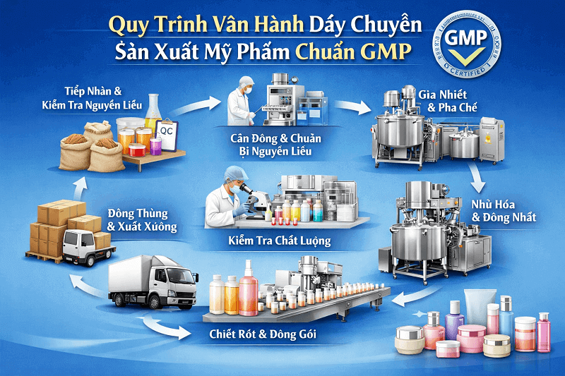 Quy trình vận hành dây chuyền sản xuất mỹ phẩm chuẩn GMP
