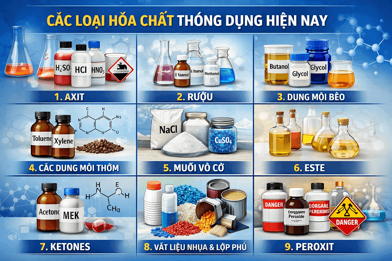 Các loại hóa chất thông dụng hiện nay