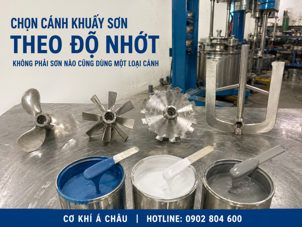 Chọn cánh khuấy sơn theo độ nhớt nguyên liệu