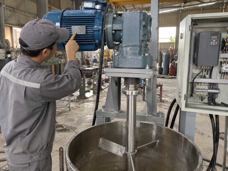 Kiểm tra motor hộp giảm tốc trục cánh và tủ điện máy khuấy