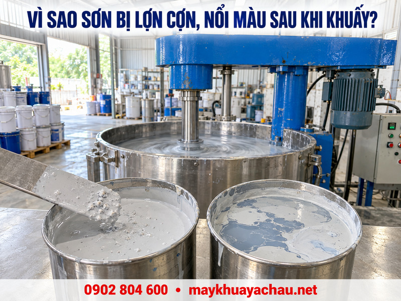 Sơn bị lợn cợn sau khi khuấy và nổi màu