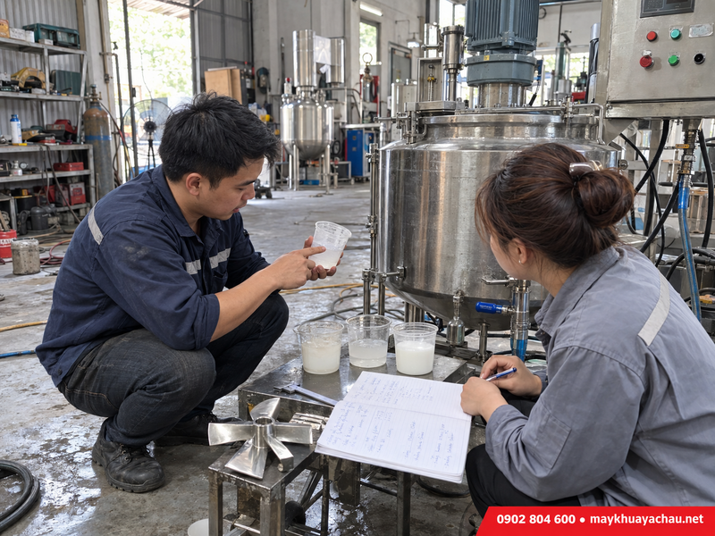Kiểm tra mẫu trước khi chọn máy khuấy nhiều loại nguyên liệu