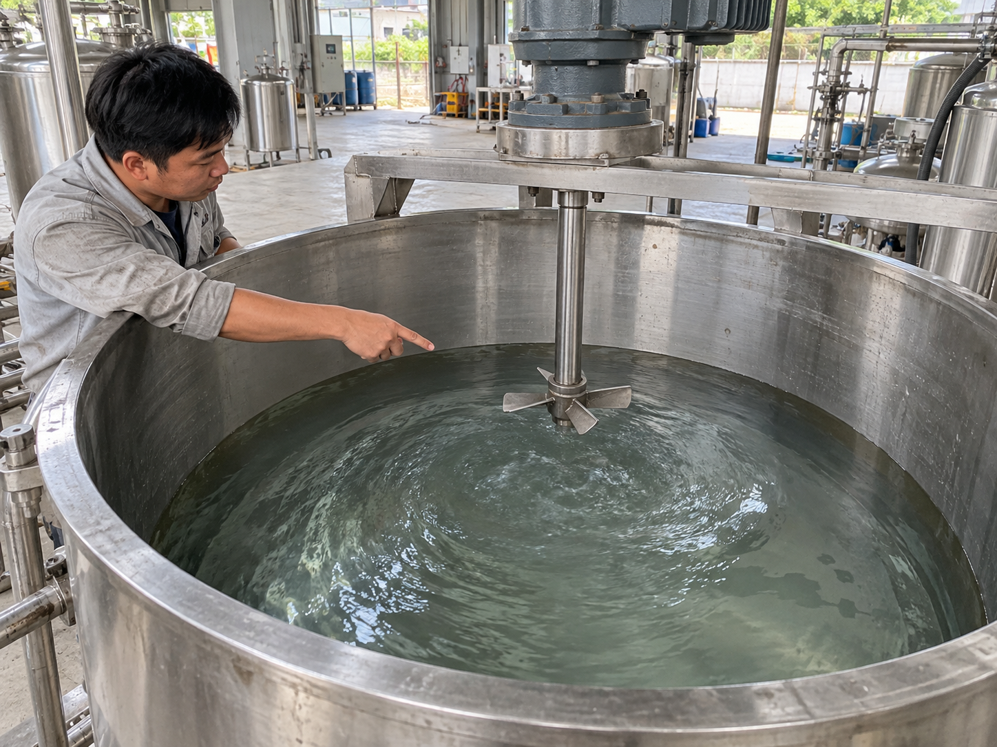 Cánh khuấy quá nhỏ hoặc đặt sai vị trí làm nguyên liệu không đều