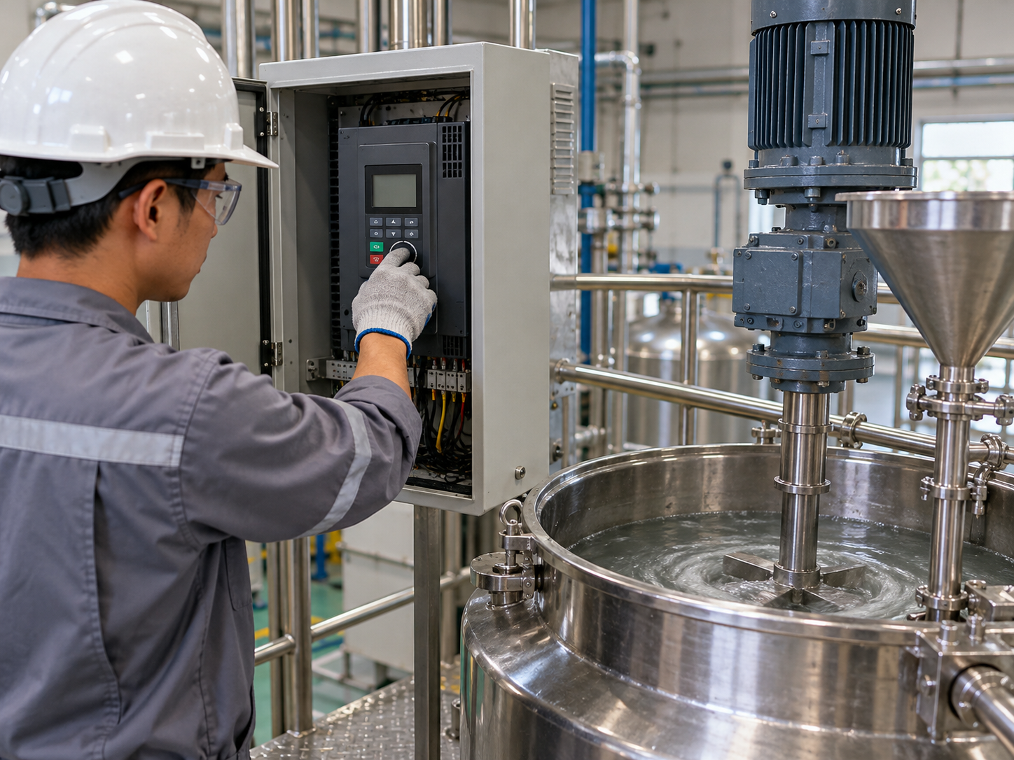 Giảm tốc độ máy khuấy bằng biến tần