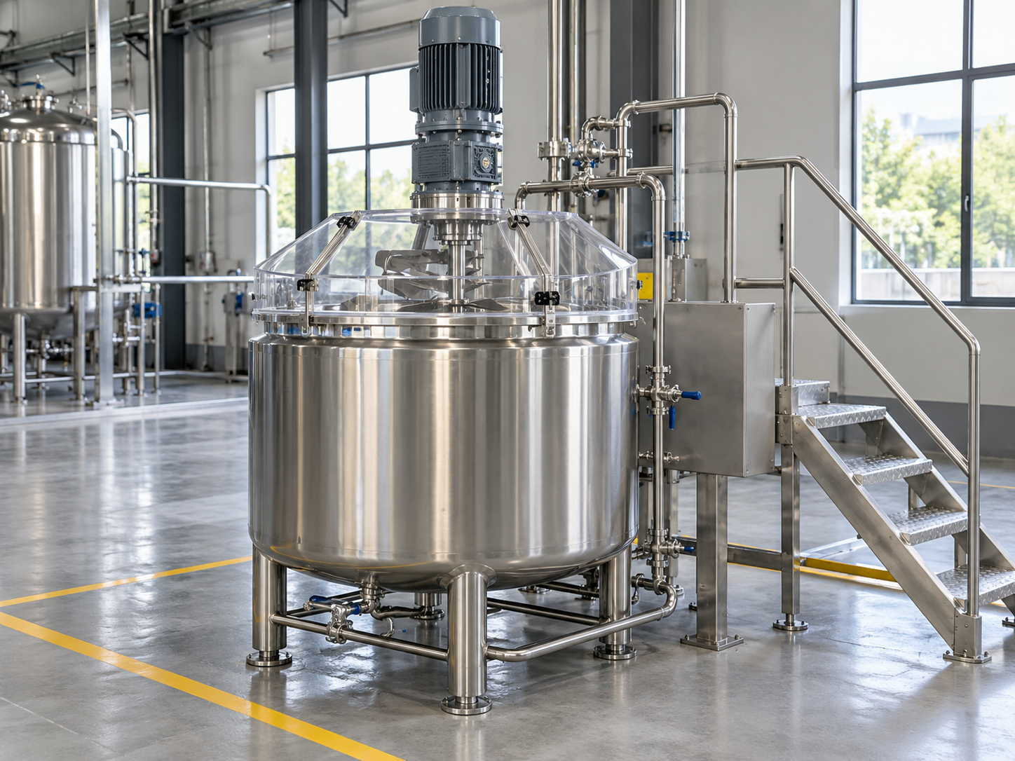 Máy khuấy có nắp che hạn chế bắn nguyên liệu