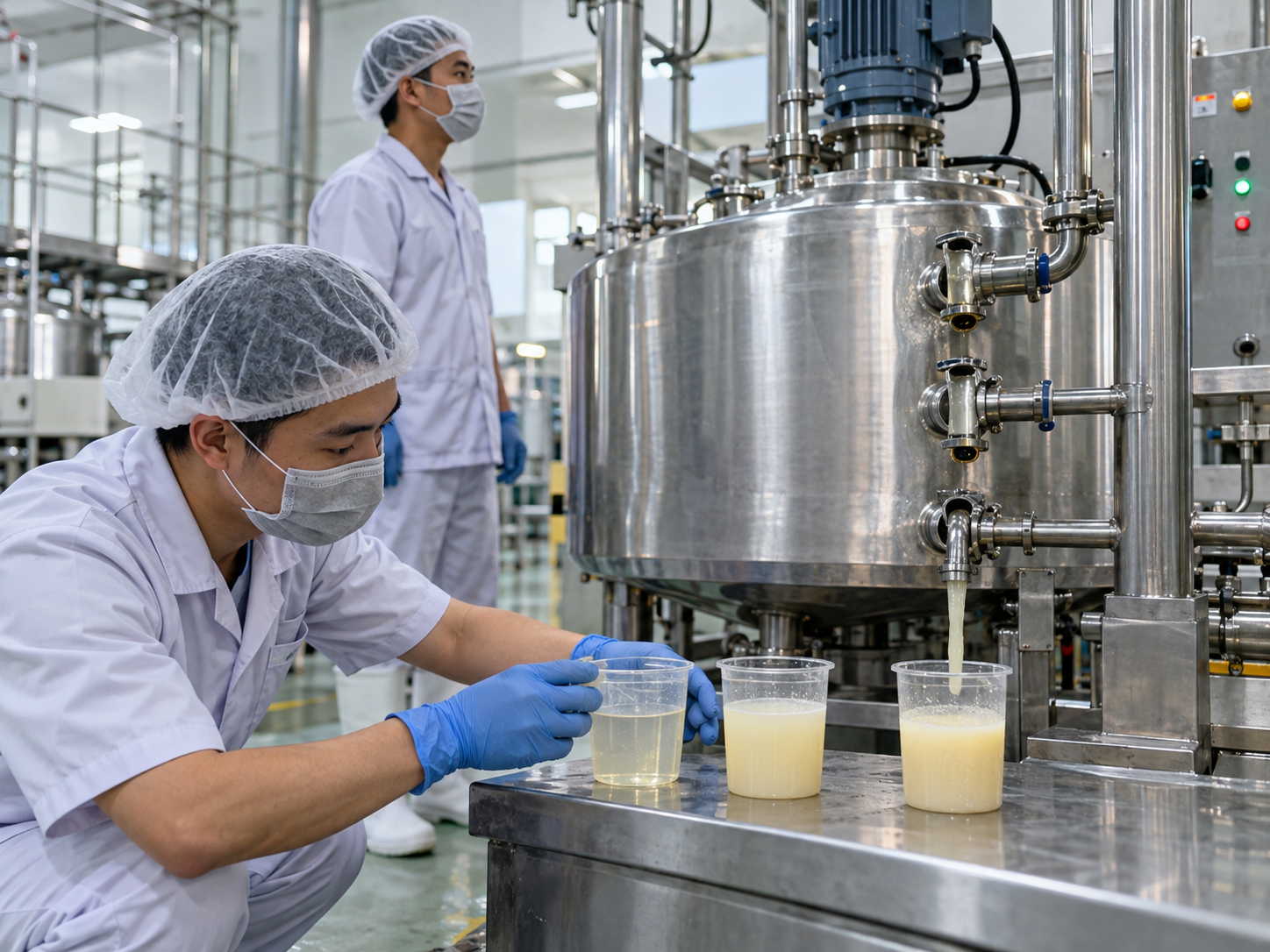 Lấy mẫu trên giữa dưới để kiểm tra độ đồng đều của nguyên liệu