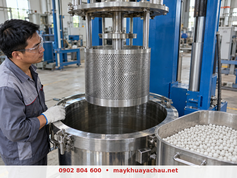 Cấu tạo đầu nghiền rổ và bi nghiền